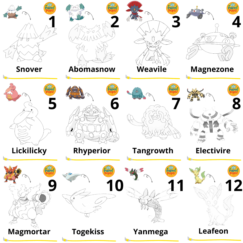 

[PaperPops!] Lembar Kertas Mewarnai anak-anak Tema Pokemon Generasi 4 Buku 3