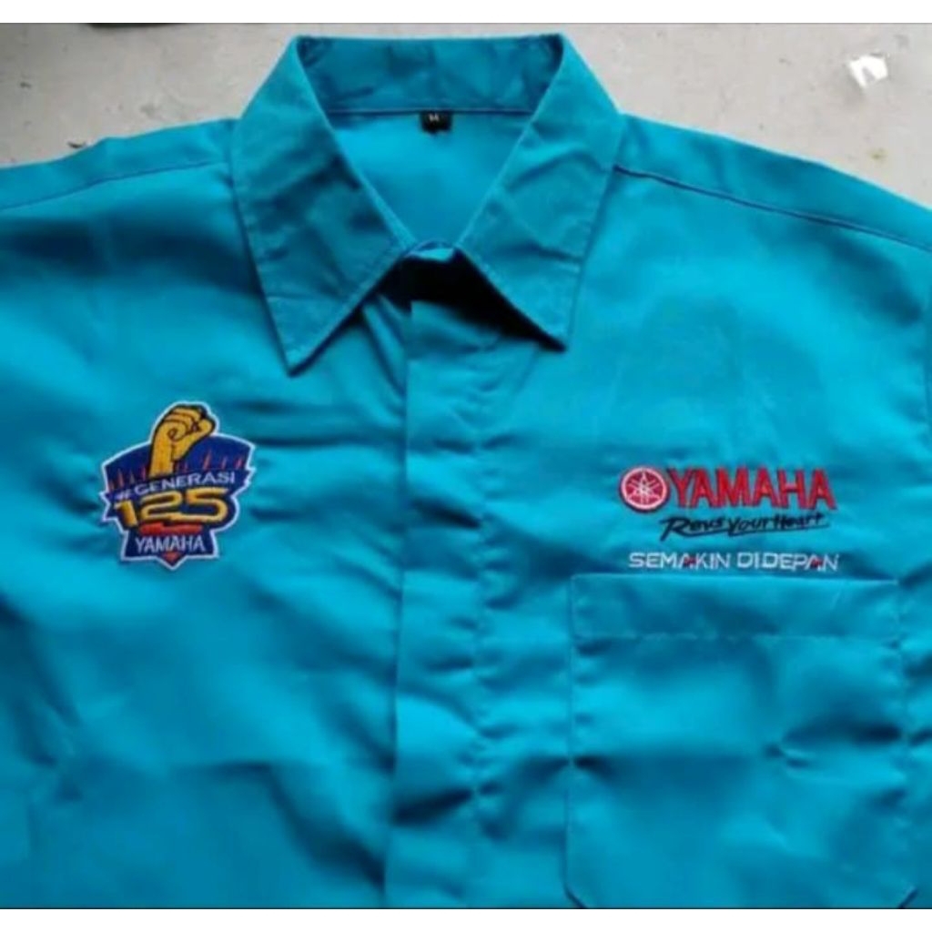 kemeja yamaha fazzio baju yamaha 125 seragam yamaha blue core lengan panjang
