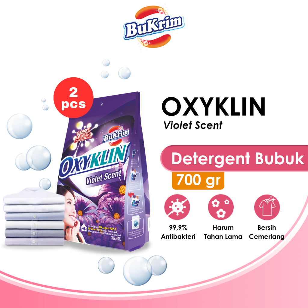 [TWINPACK] Sabun Detergent Bubuk BuKrim Oxyklin Violet 700gr