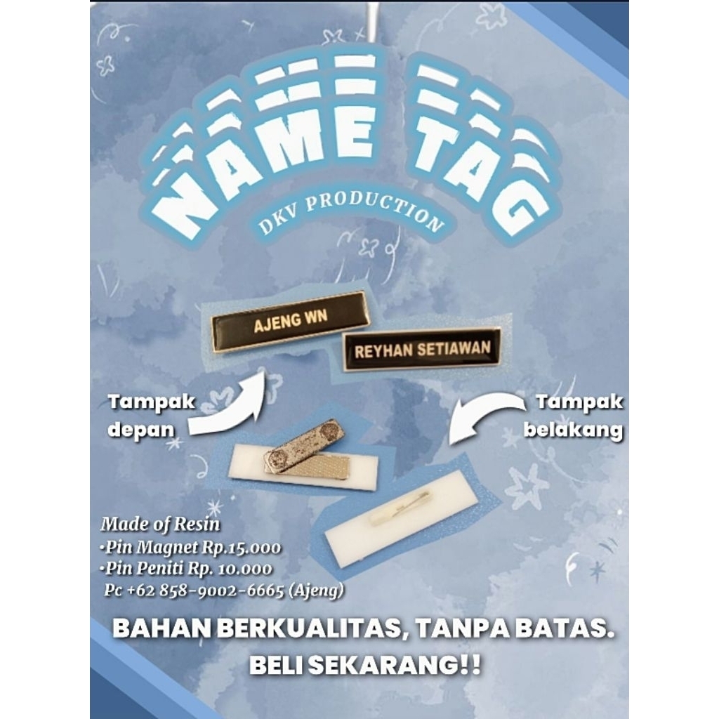 

NAME TAG / PAPAN NAMA / AKRILIK KUNINGAN / CUSTOM NAMA