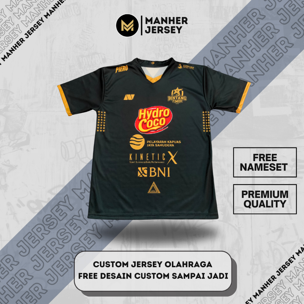 Jersey Bintang Timur Surabaya 2020 Black Hitam Full Printing Custom