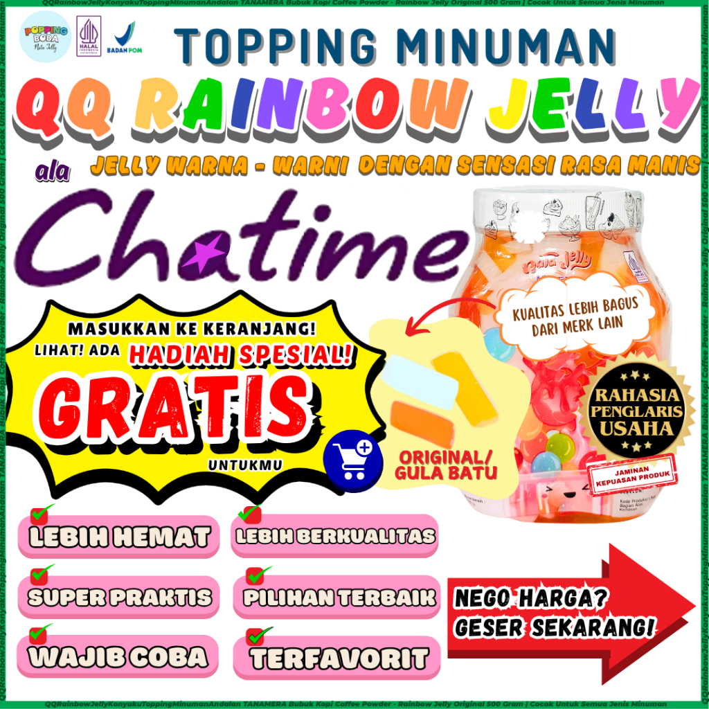 

QQRainbowJellyKonyakuToppingMinumanAndalan TANAMERA Bubuk Kopi Coffee Powder - Rainbow Jelly Original 500 Gram | Cocok Untuk Semua Jenis Minuman