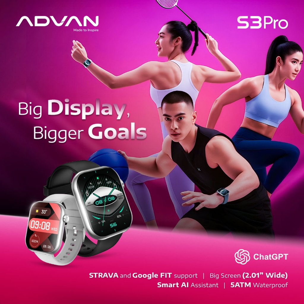 [NEW LAUNCH] ADVAN Smartwatch S3 Pro | 2.01” Big Screen | Metal Body | 100+ Sports Modes | Smart AI 