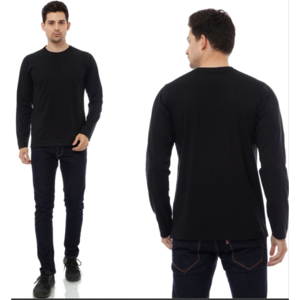 TEBAL]KAOS POLOS DEWASA Pria dan Wanita Bahan Cotton Premium Cardet 24 s ASLI Warna HITAM tangan Pan