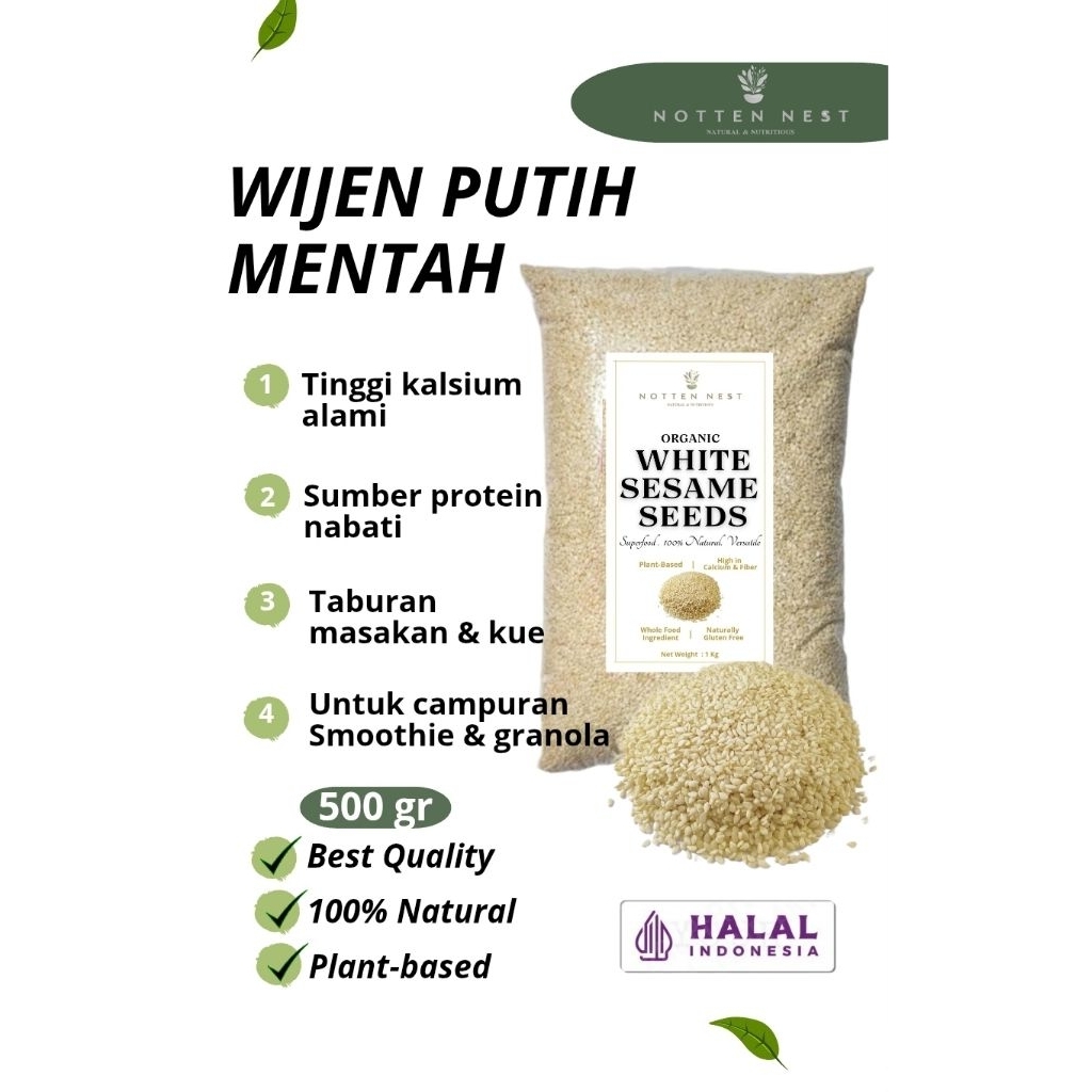 

Wijen Putih Mentah 500gr - Wijen Kupas Siap Pakai - Kualitas Ekspor & Higienis - Taburan Kue,Roti,Granola & masakan