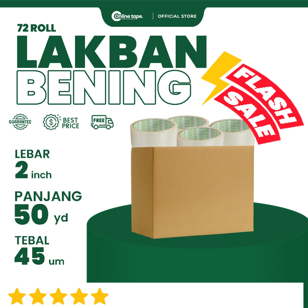 1 Dus Lakban Bening MURAH FLASH SALE 50 Yard 2 Inch / Lakban  Murah Berkualitas /  Lakban Bening