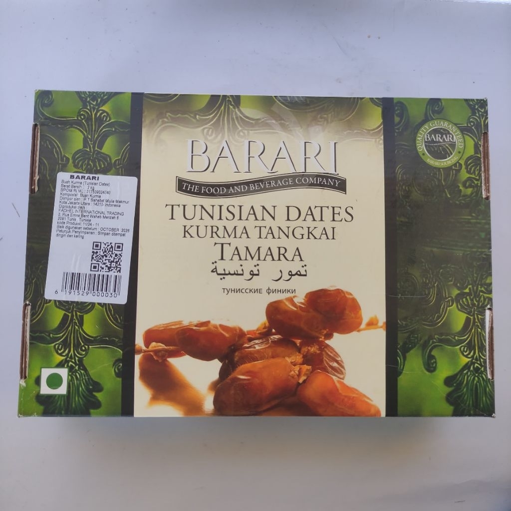 

Barari Tunisian Dates Kurma Tangkai Tamari Premium Kemasan 2kg