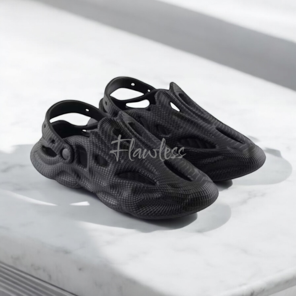 Flawless Dragon Sandal Sepatu Slop Baim Black Sepatu Slip On Pria Karet Black Sandal Baim Ori