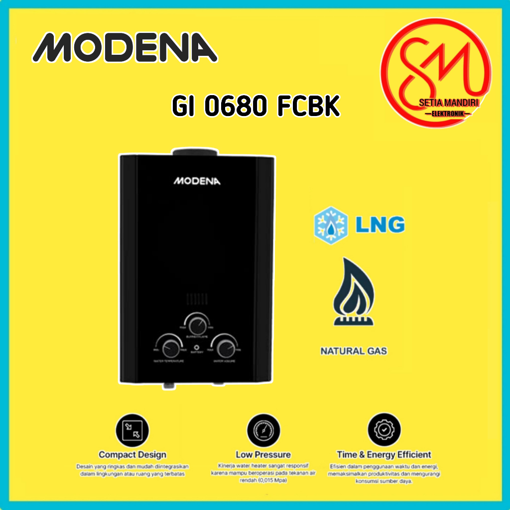 Pemanas Air Gas LNG Modena GI 0680 FCBK - Water Heater Gas Alam Modena