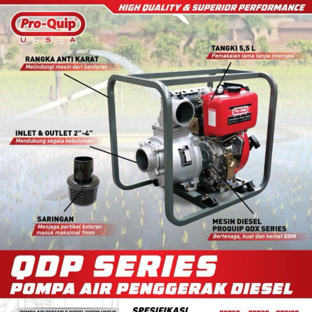 ProQuip QDP100 Pompa Alkon Pompa Air Irigasi Pompa Diesel 4" QDP 100
