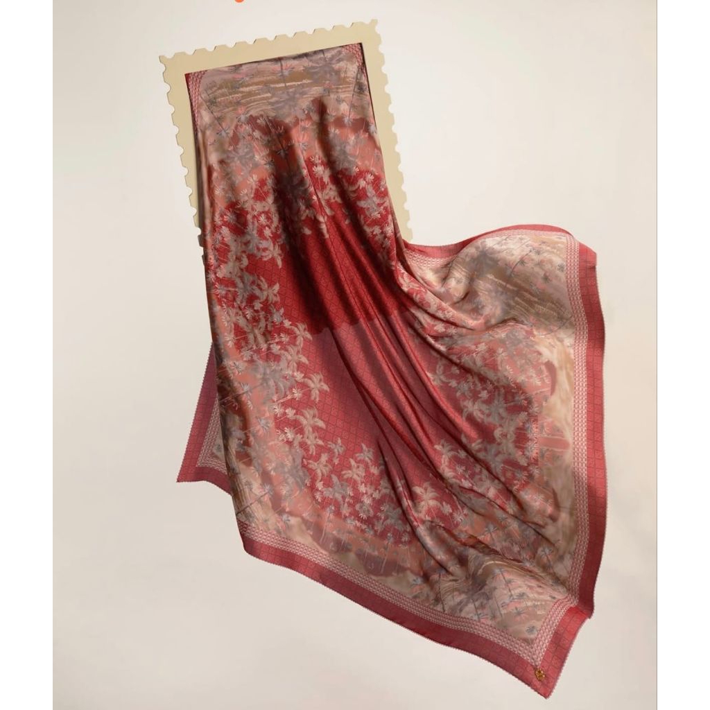 Palm Series hijab buttonscarves semi ori/ Logo Plat B Logam/ bahan Voal Nyaman dipakai