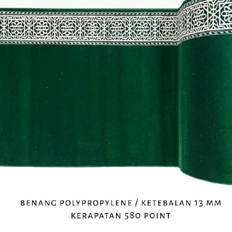 Karpet Masjid Turki Maulana Motif Polos Border Geometris Pola Elegan, Tebal 12Mm, Benang Lembut,
