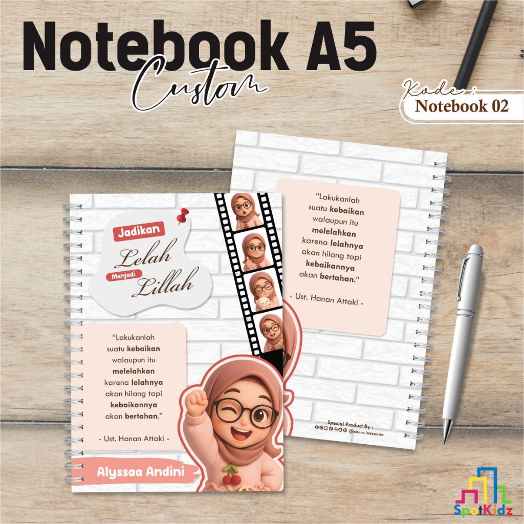 

NOTEBOOK SPIRAL CUSTOM - NOTES SOFT COVER A5 ISI 50 LEMBAR PREMIUM