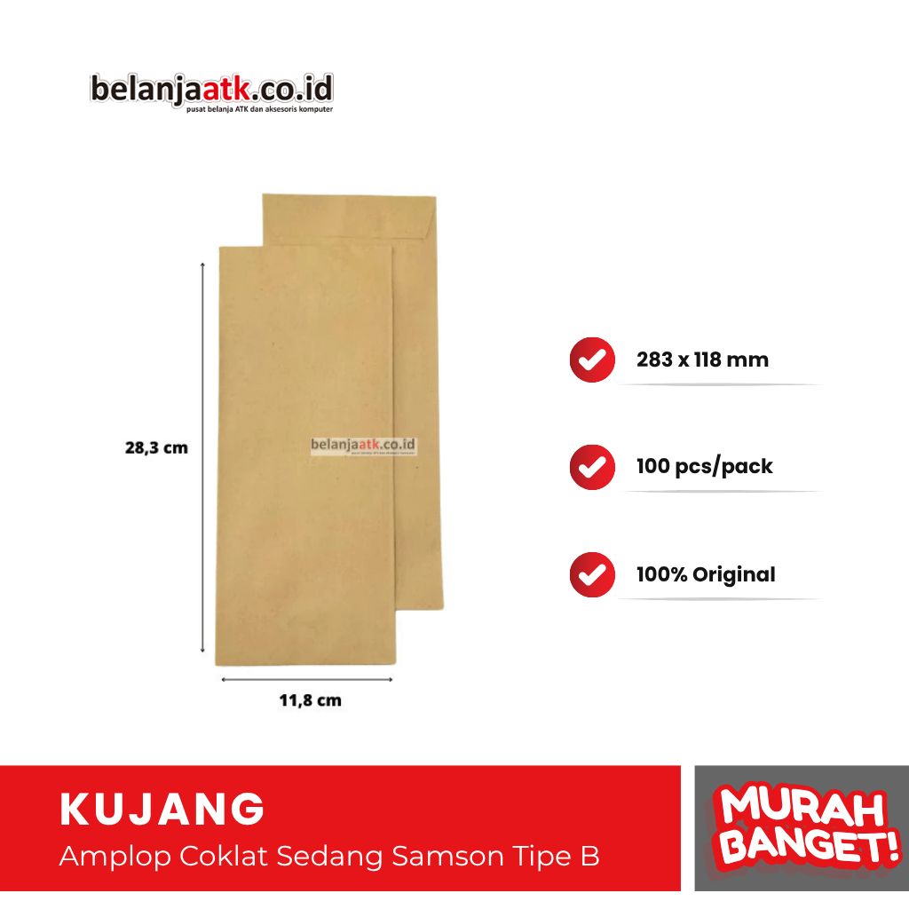 Amplop Coklat Sedang Samsons Tipe B 283 x 118 mm / Amplop Gaji