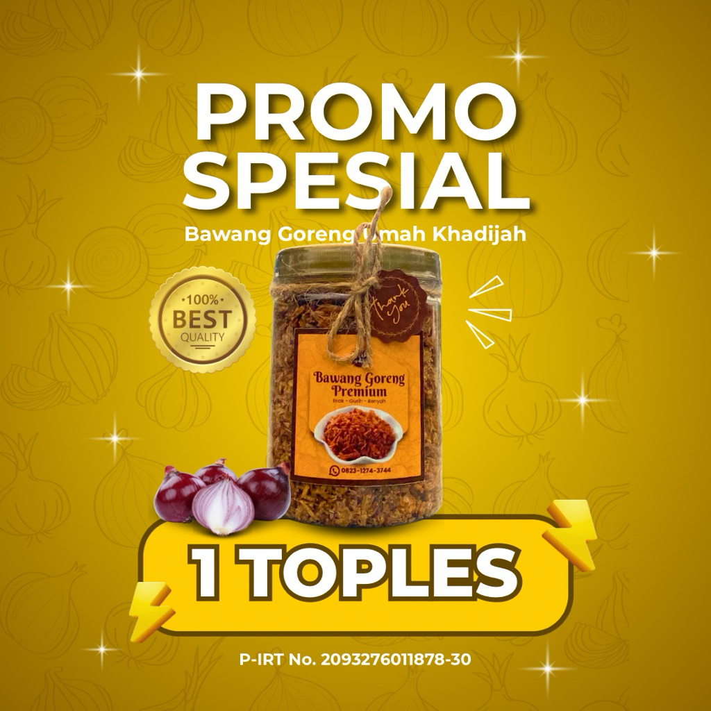 

1 TOPLES BAWANG GORENG 200gr Premium, Bawang Goreng Umah Khadijah