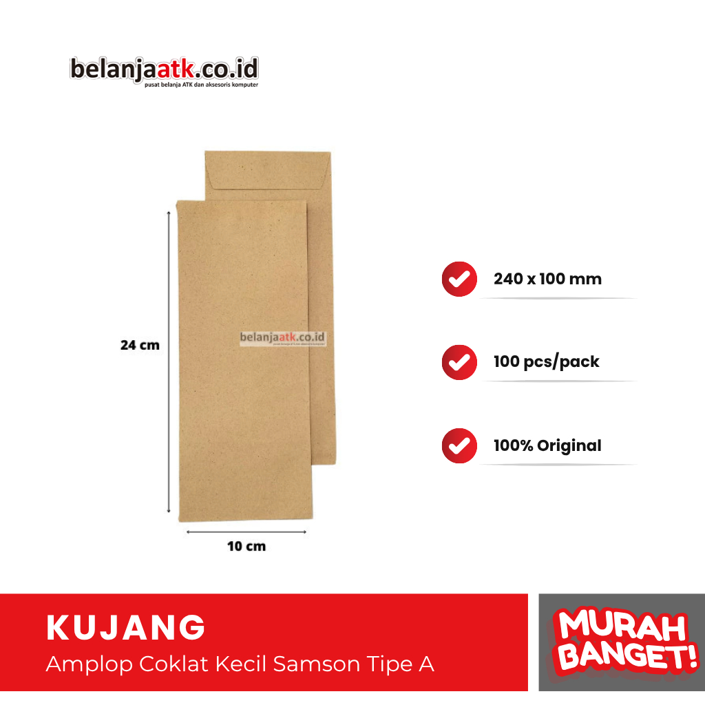 

Amplop Coklat Kecil Samson Tipe A 240 x 100 mm / Amplop Gaji