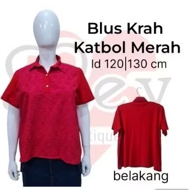 Atasan blus bigsize jumbo krah katun bordir / katbol merah