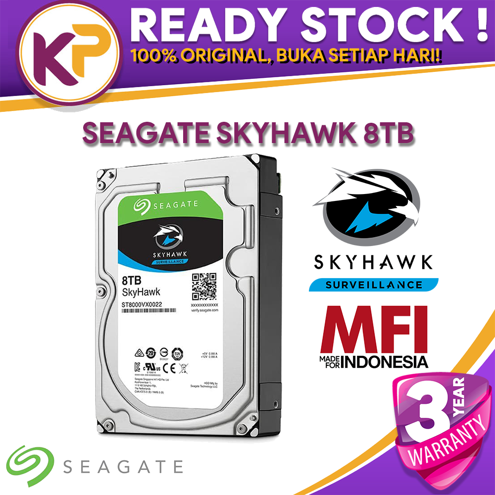 SEAGATE SKYHAWK AI 8TB MFI / SATA HDD SKYHAWK BERGARANSI RESMI 3 TAHUN