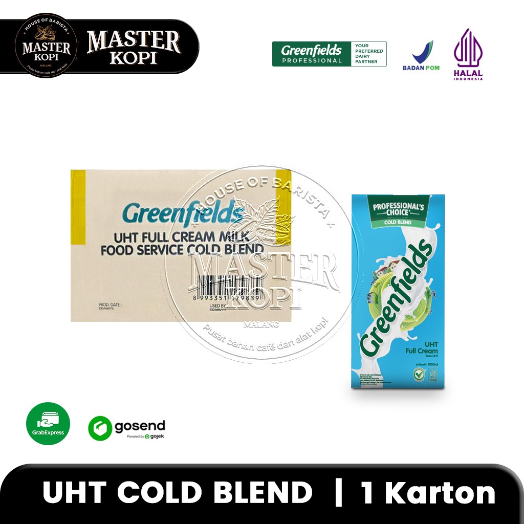 

Susu Greenfields UHT COLD BLEND 1L x 1 Karton Professional's Choice Milk Full Cream KHUSUS INSTANT