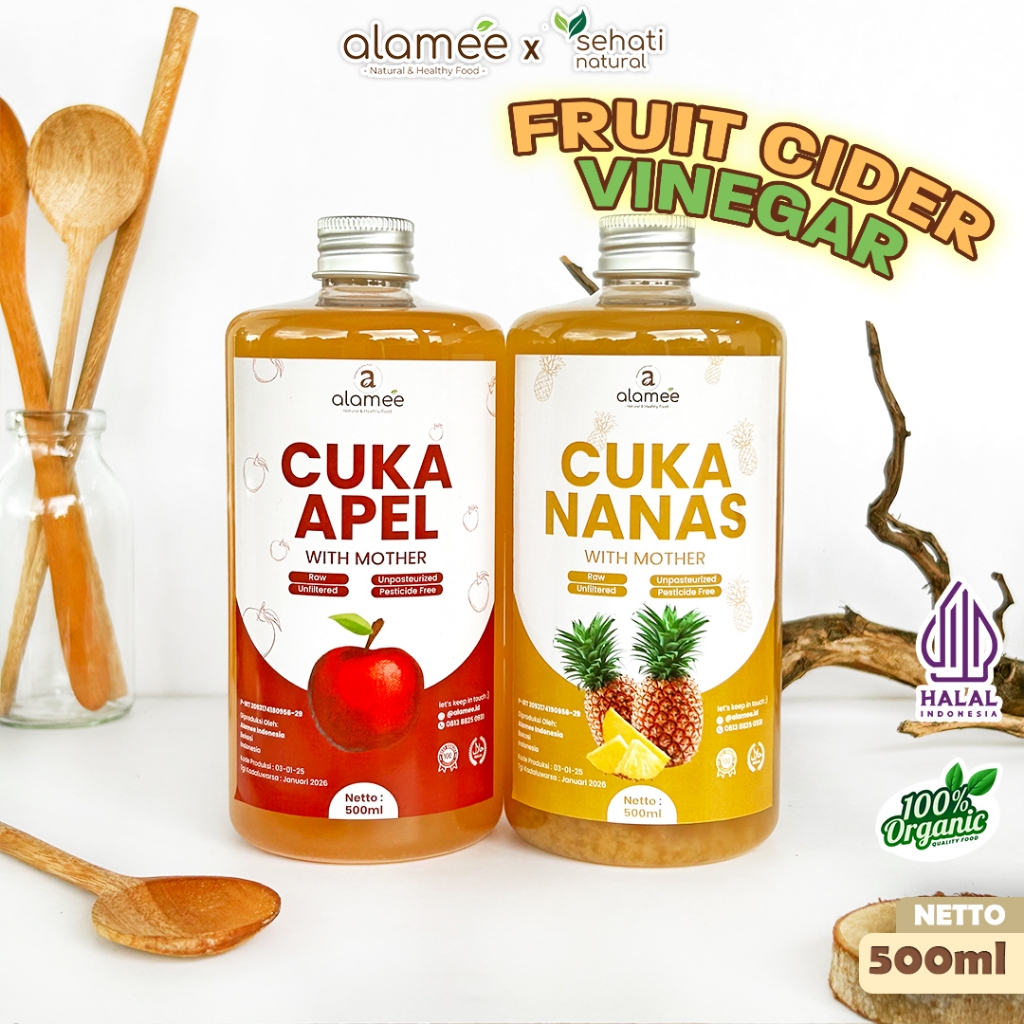 

ALAMEE Cuka Apel Nanas Original Vinegar With Mother Premium Organik Pine Apple Cider Vinegar 500ml