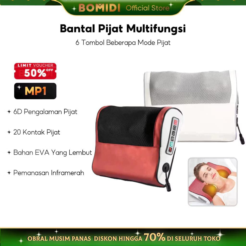 Bomidi Mp1 Bantal Pijat 8 Bola Massage Pillow