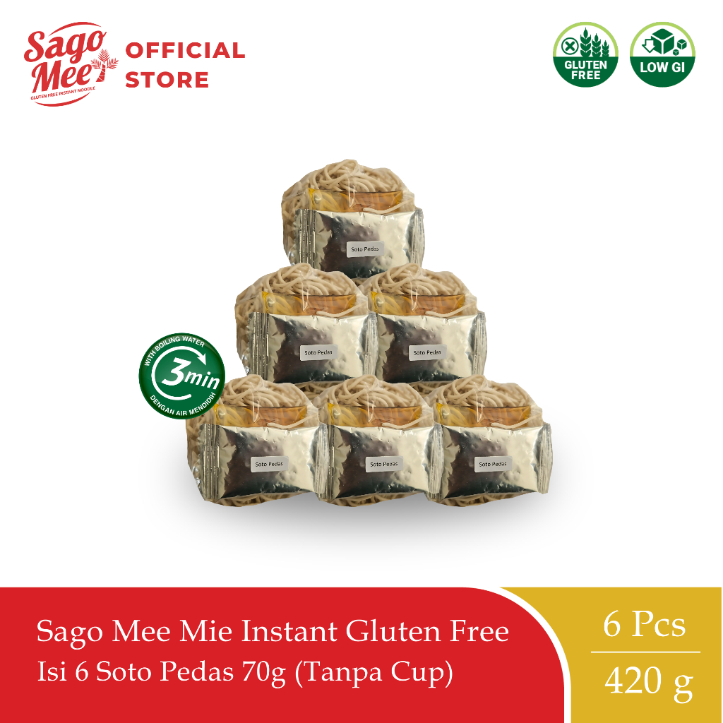 

Sago Mee Mie Instan Gluten Free Beef Teriyaki 74g Isi 6 (Tanpa Cup)