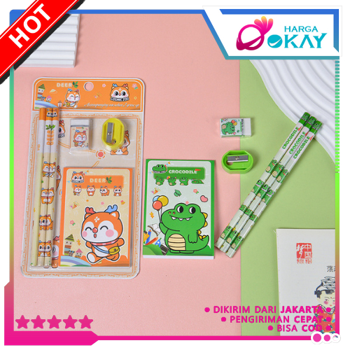 

HO Alat Tulis Set 6IN1 Stationery Set Lucu Karakter Kartun 6 IN 1 Perlengkapan Sekolah Anak-Anak TK Souvenir Ulang Tahun Anak Alat Tulis Birthday Souvenir Hampers