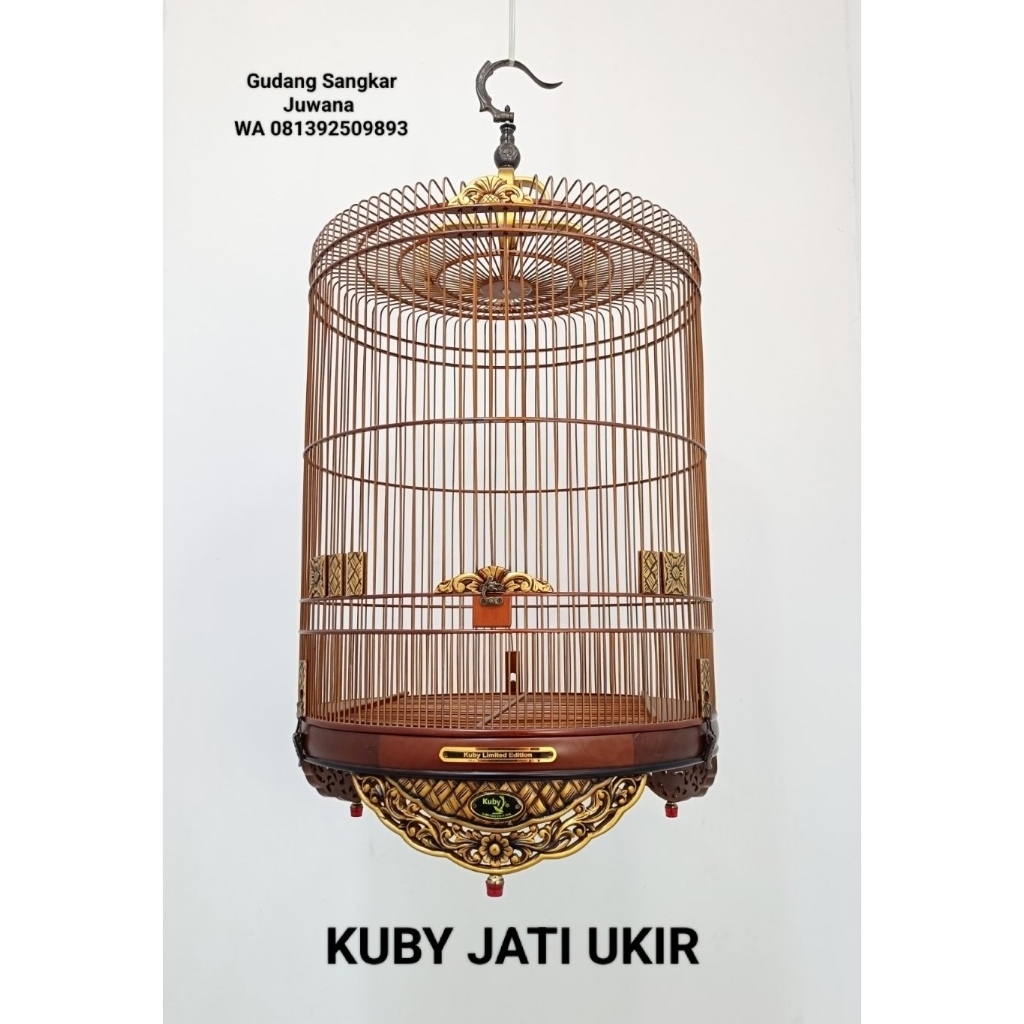 Sangkar Murai KUBY Jati Ukir Tebok Ceper No.2 + Fullset Kerodong + Free Pallet Kayu
