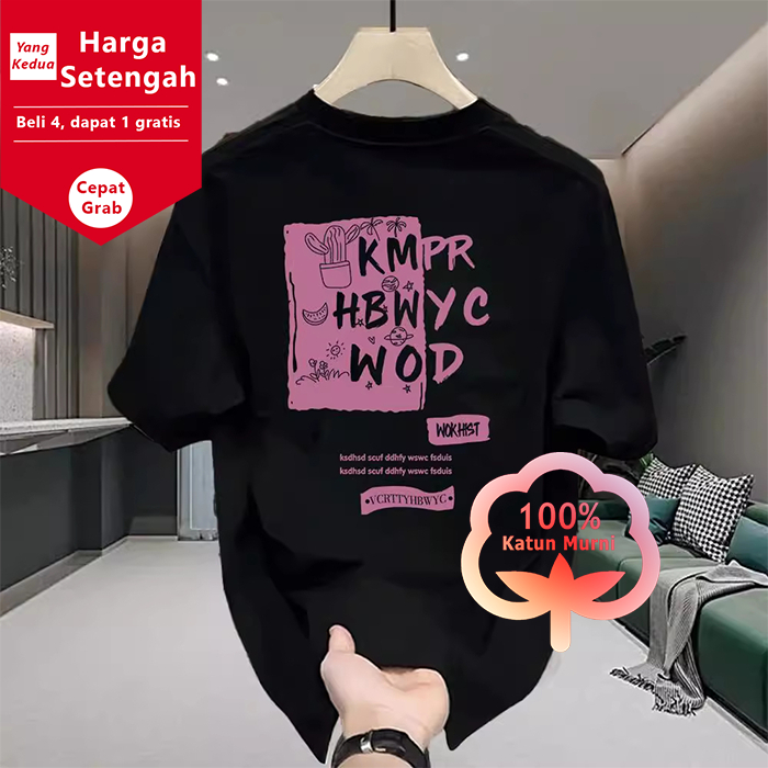 Kaos Katun Pria Trendy, Gaya Artistik Keren