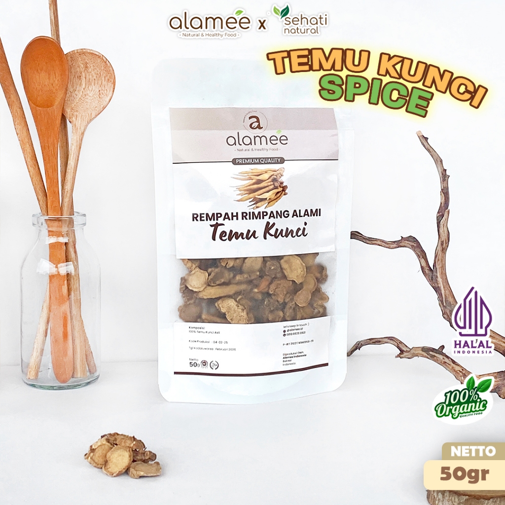 

ALAMEE Temu Kunci Kering Fingerroot Rempah Rimpang Alami Iris Bumbu Seasoning Masakan Masak 50g