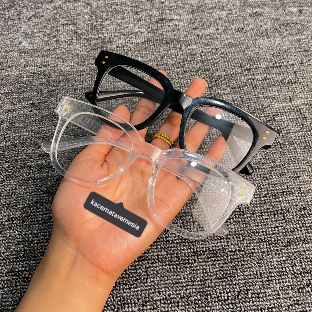 Kacamata Fashion Pria Wanita Kacamata Gaya Model Kotak Kekinian Lensa Bening