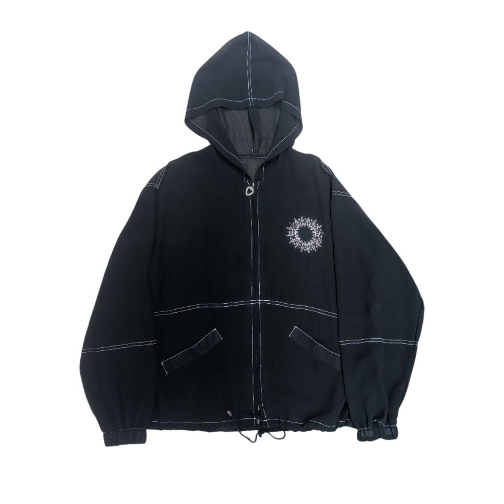Y2k zip hoodie black mesh