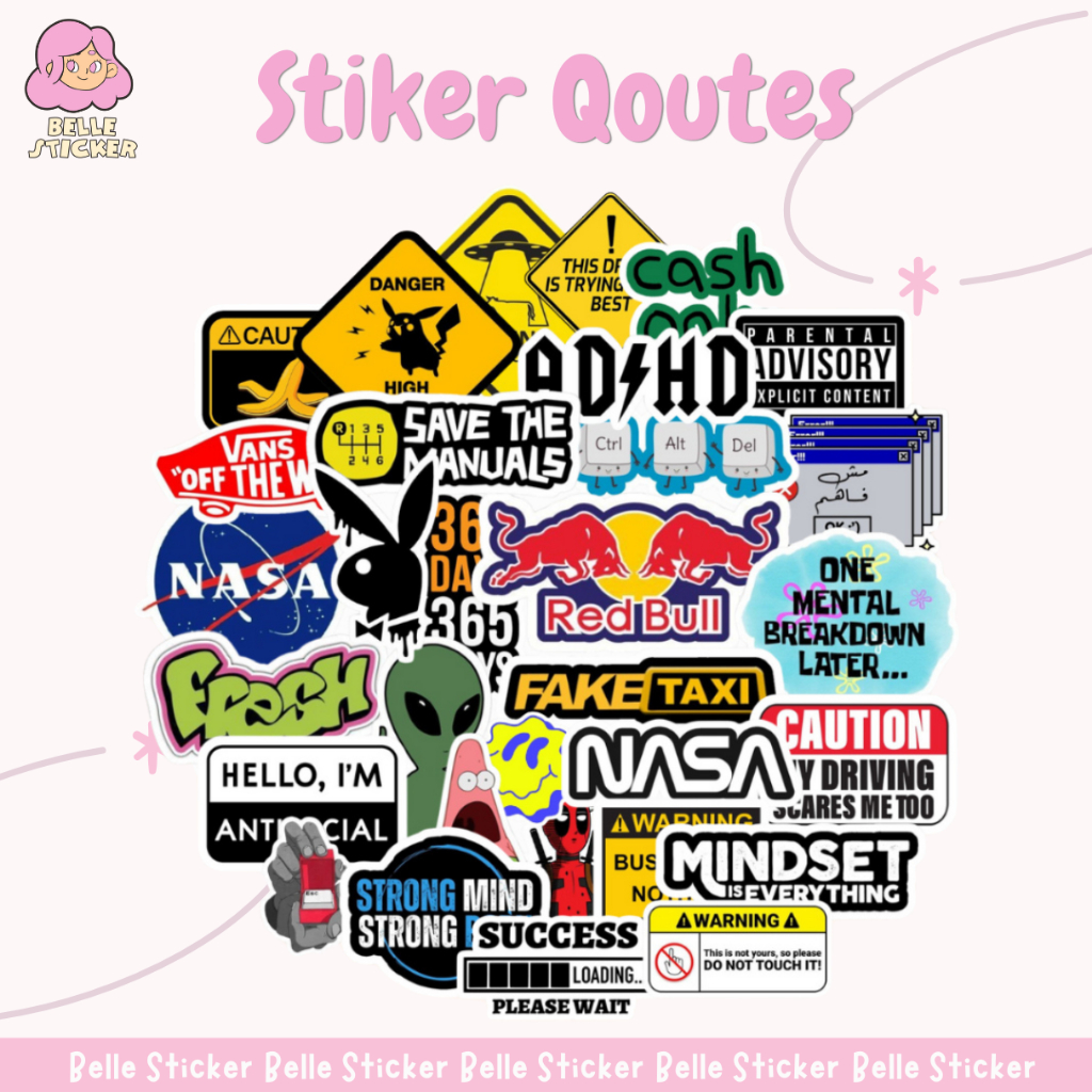 Stiker Quotes Motivasi Waterproof Sticker Ecer Lucu Aesthetic Hiasan Laptop Tumbler Case Hp DIY