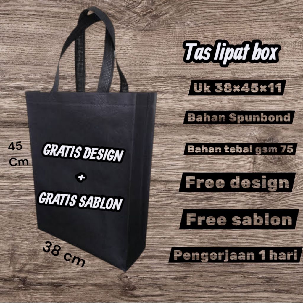 

TAS SPUNBOND CUSTOM STANDING HANDLE BOX 38×45×11 TAS SEMBAKO / PROMOSI TOKO ONLINE/OFLEN / TAS SOUVENIR /DLL