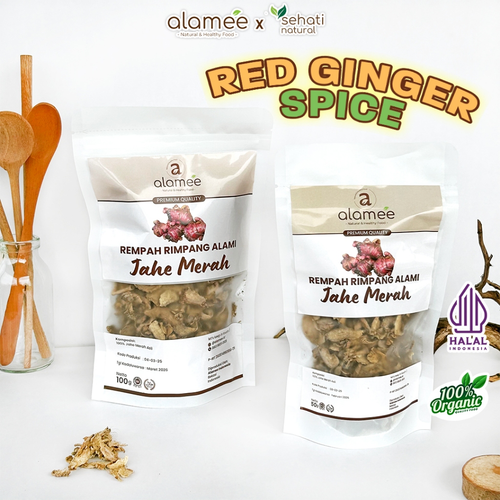 

ALAMEE Jahe Merah Kering Iris Dried Ginger Rempah Rimpang Organik Alami Bumbu Masakan Masak 100g 50g