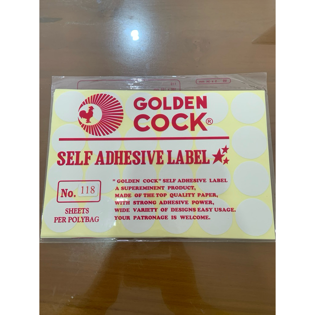 

GOLDEN COCK Label No. 118 - Self Adhesive Label 118 - Sticker Bulat 32mm