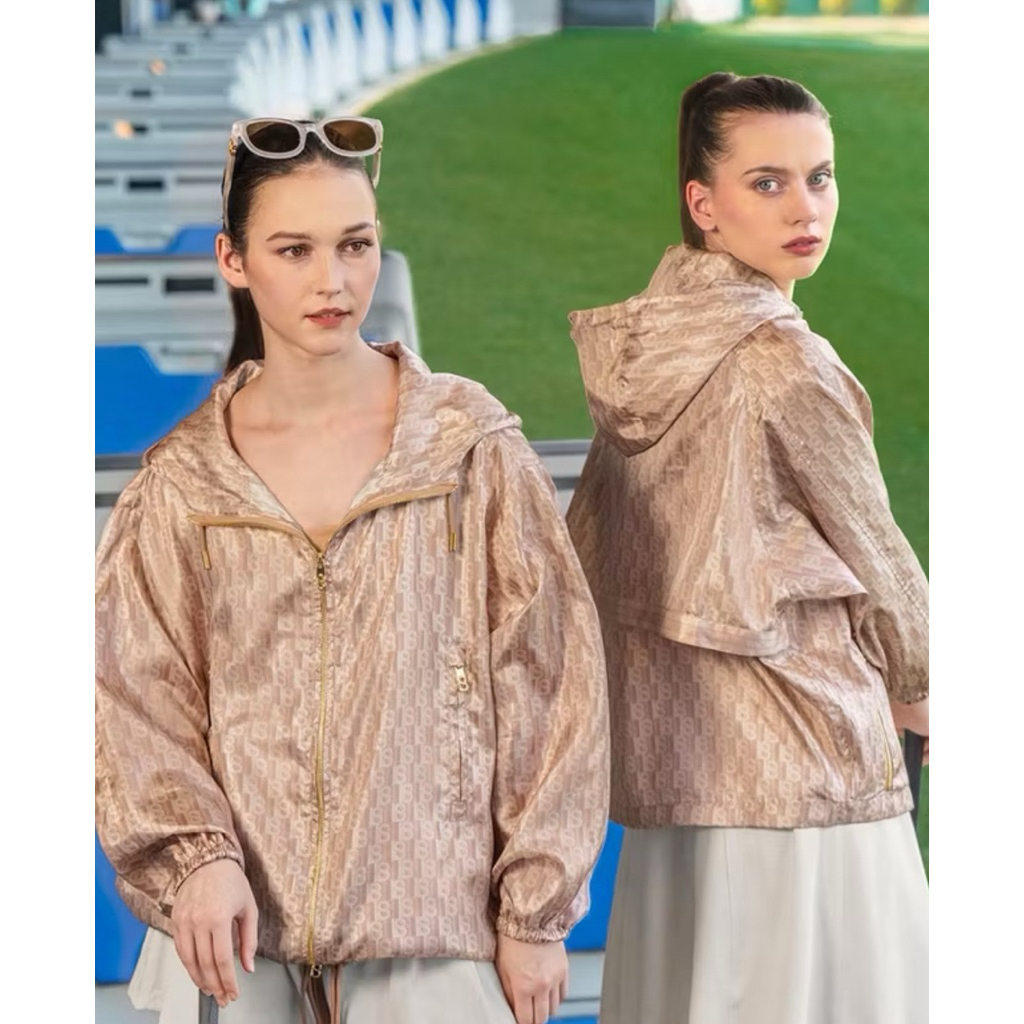 Leena Monogram Jacket Parka Mocha Buttonscarves exclusive Bslady