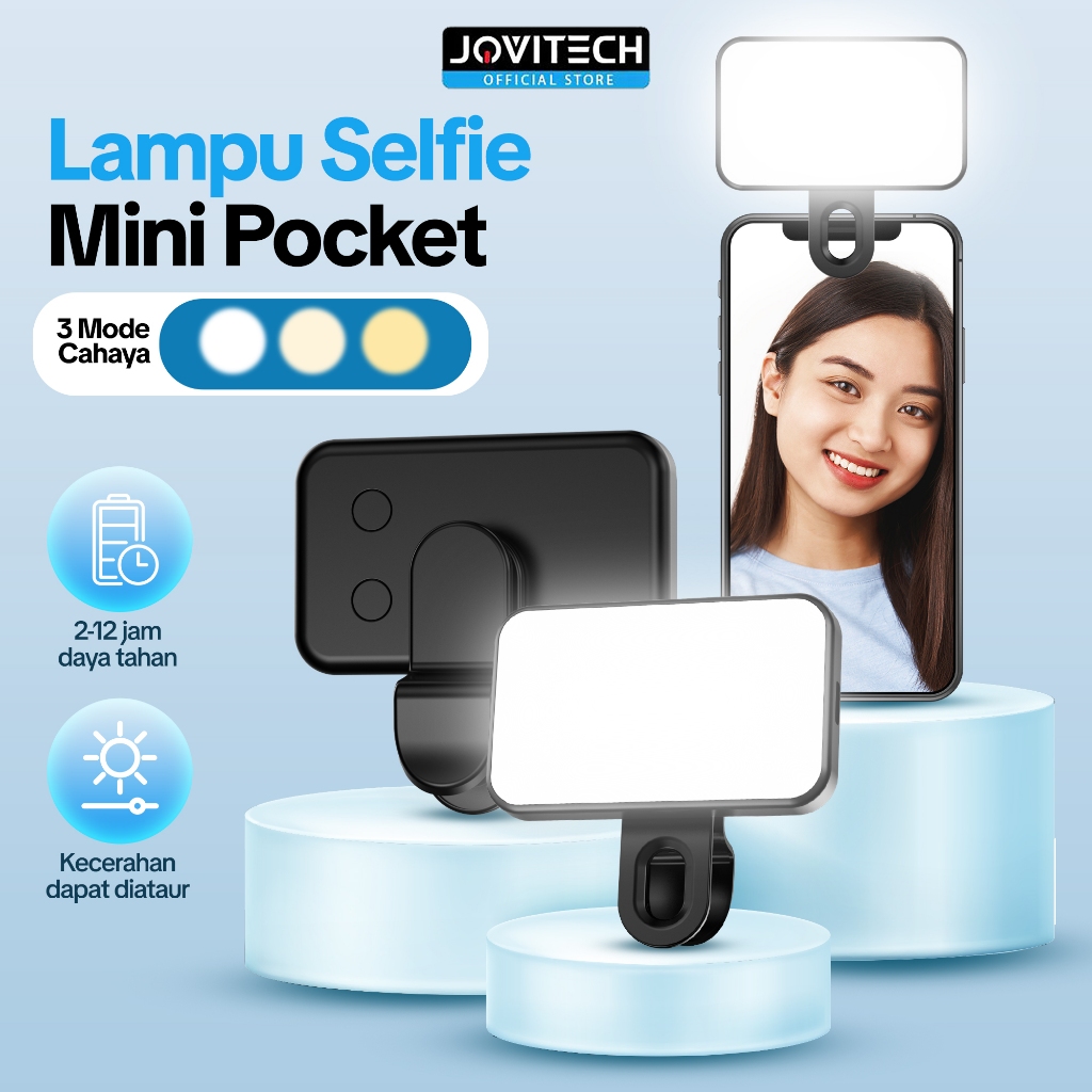 Jovitech TL50 Lampu Selfie LED Mini Portable Clip 3 Warna Lampu Kecerahan Portable LED Light untuk S