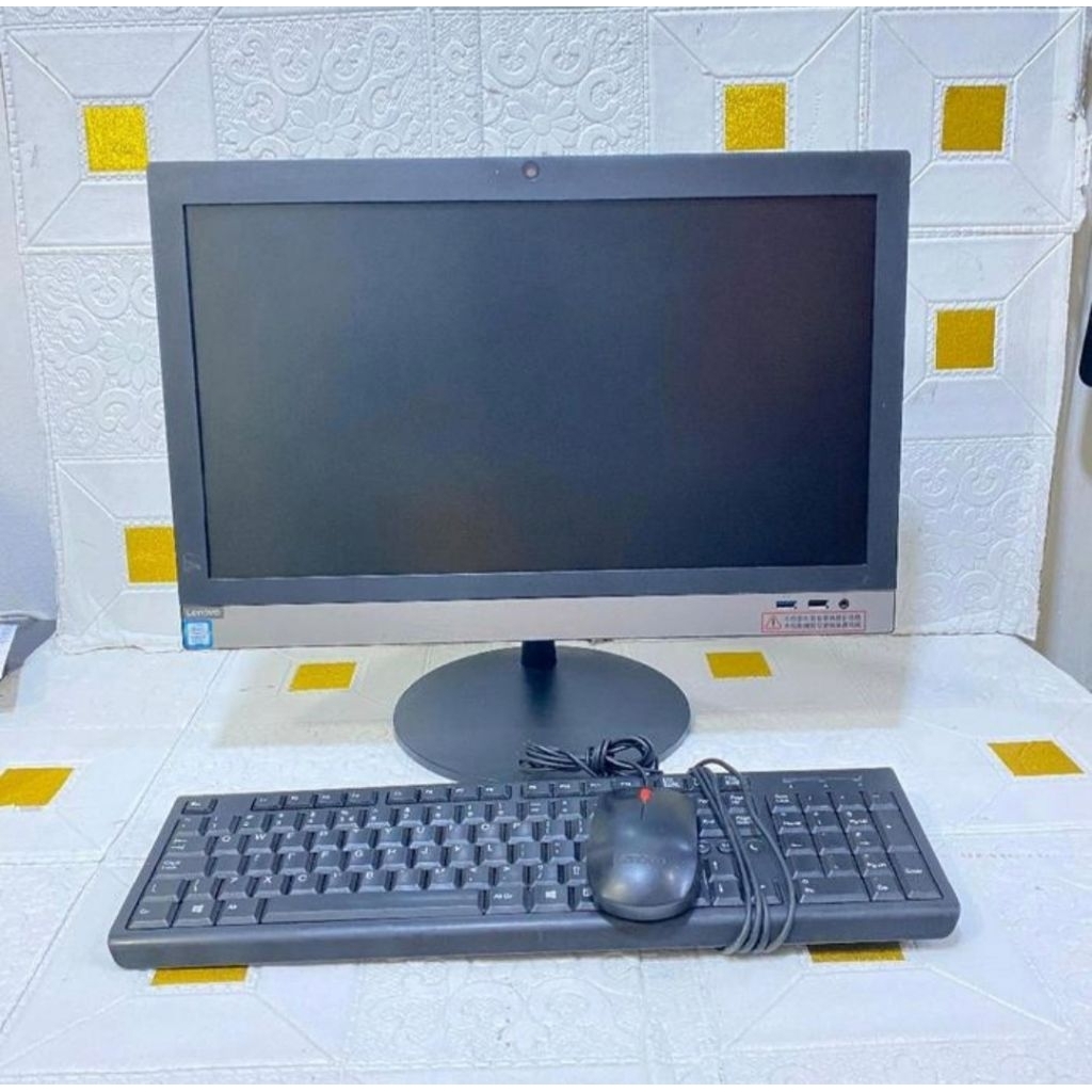 PC AIO LENOVO V330 CORE I3 8100 RAM 8GB SSD 256GB LENGKAP KEYBOARD MOUSE LIKE NEW