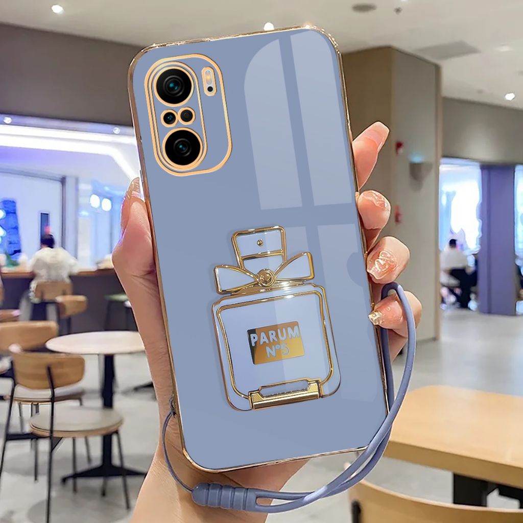 Poco F3 Soft Case Stand Holder Silicone Luxury Plating