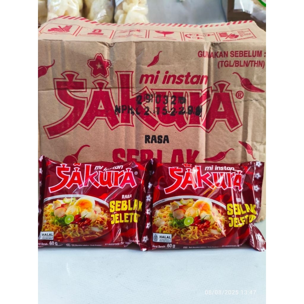 

Mie sakura seblak jeletot 1Dus isi 40pcs pedes pool