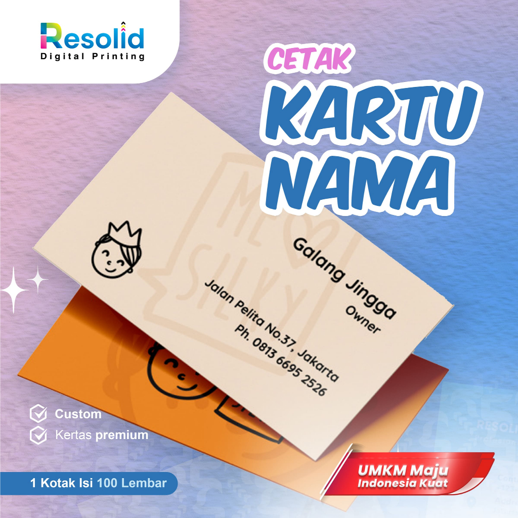 

CETAK KARTU NAMA CUSTOM 1/2 SISI | PRINT NAME CARD PREMIUM | ART CARTON 260GR | 100 PCS + KOTAK | DESAIN SENDIRI | MURAH & CEPAT | CETAK TAJAM