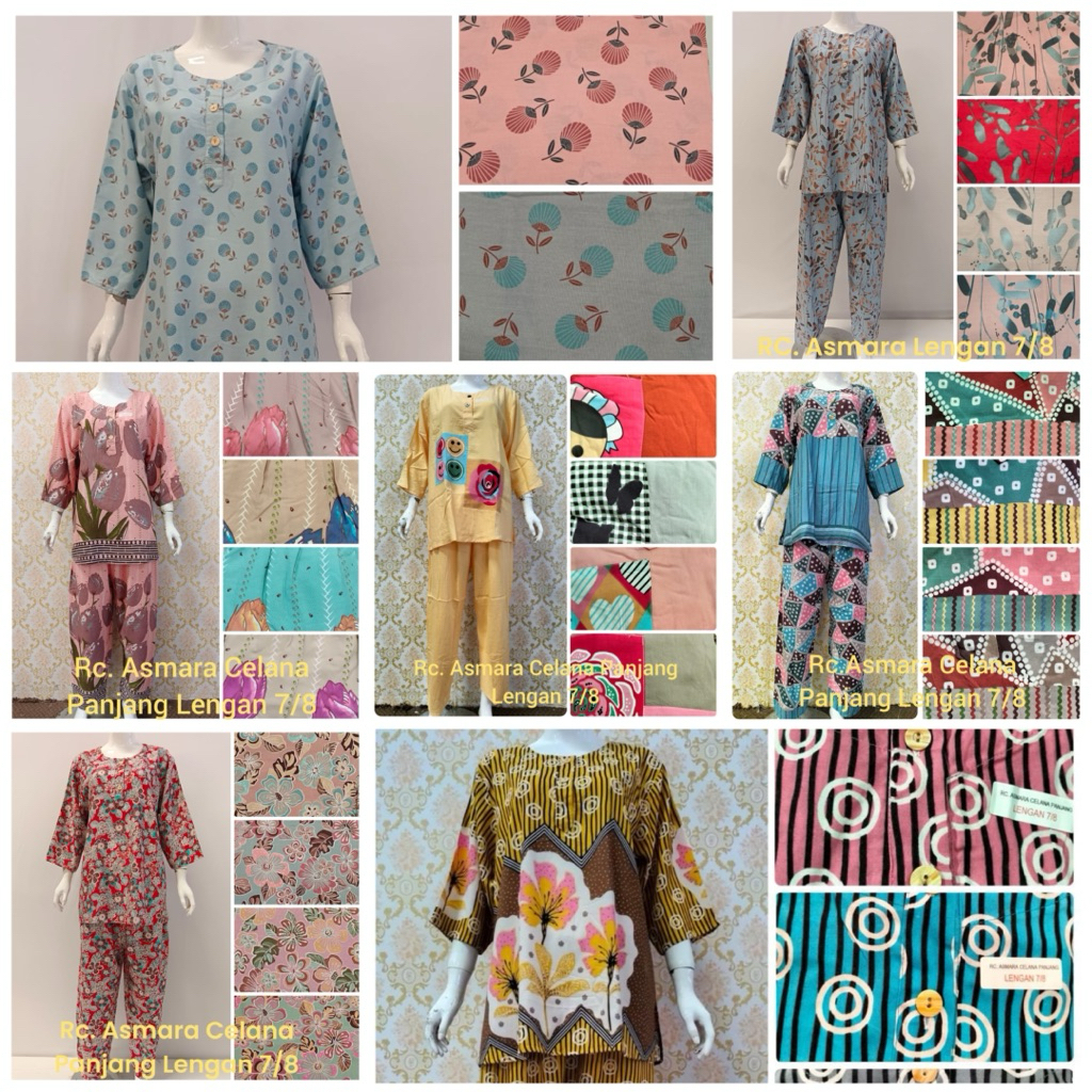 Setelan Hap Cp Asmara Lengan 7/8//setalan rayon batik hap adem
