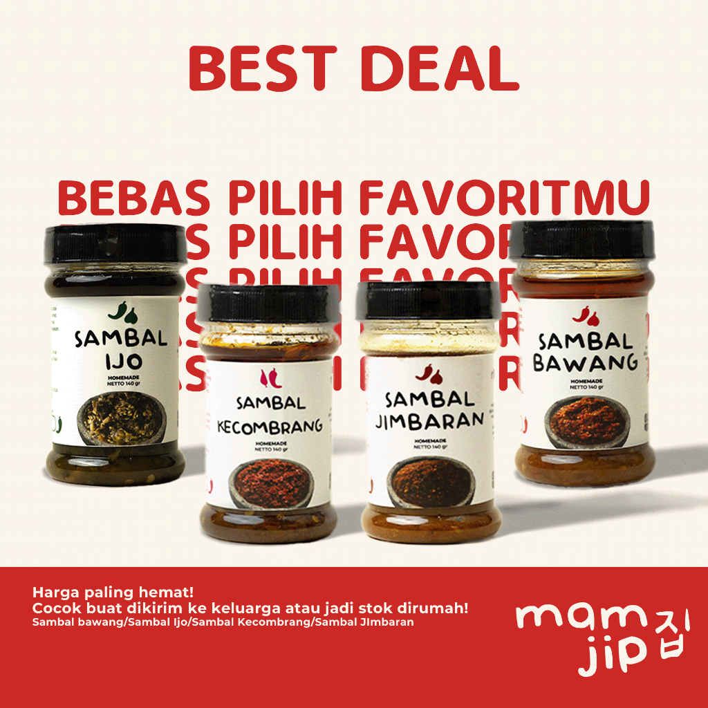 

Mamjip Sambal Sambal Bawang, Sambal Kecombrang, Sambal Jimbaran dan Sambal Ijo (Isi 1)
