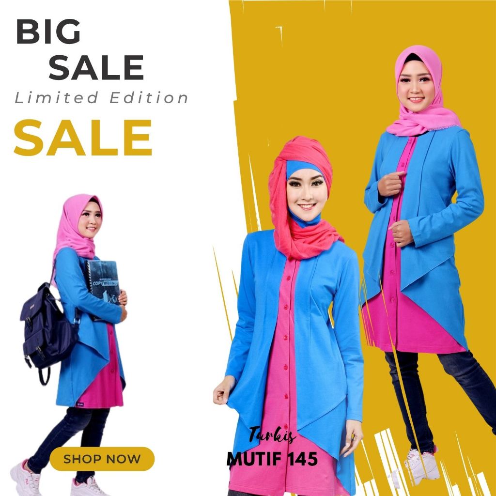BAJU KAOS BLUS ATASAN WANITA MUTIF 145 TURKIS TUA