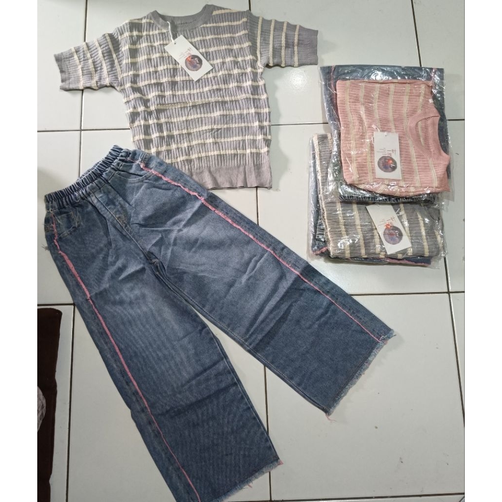 (COD)- Setelan kulot rajut import premium 120.130.140