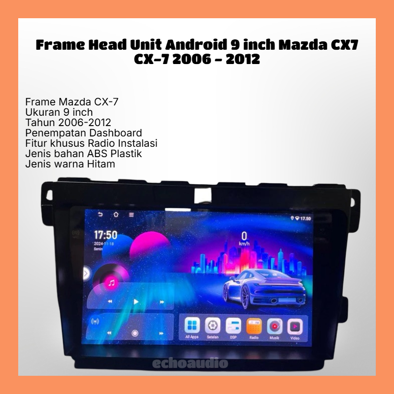 Frame  Head Unit Android 9 inch Mazda CX7 CX-7 2006 - 2012