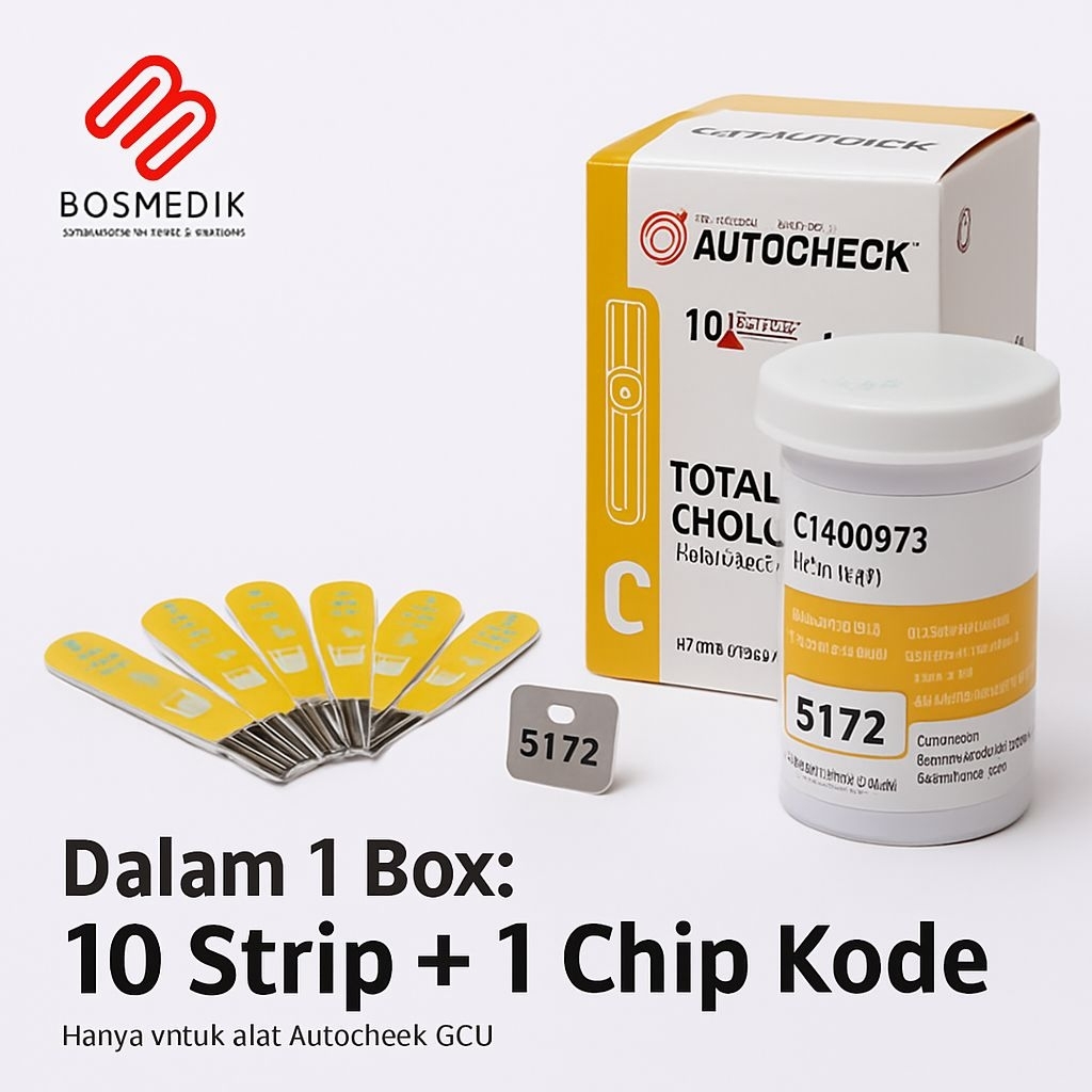 Strip Tes Kolesterol Autocheck 10 Strip + Code Chip — Akurat di Rumah
