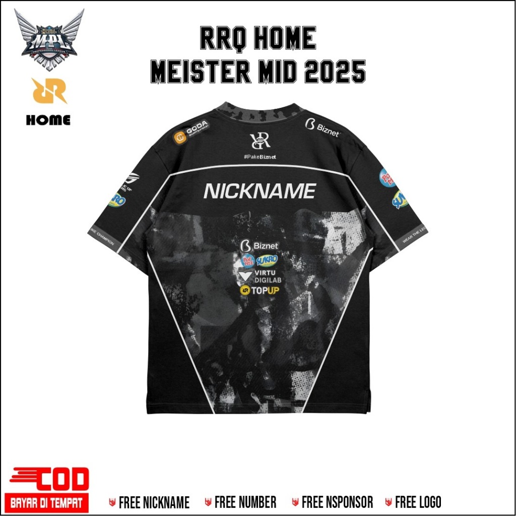 Jersey RRQ Meister Mid HOME 2025  Terbaru  Home Gratis Pasang Nama Full Printing