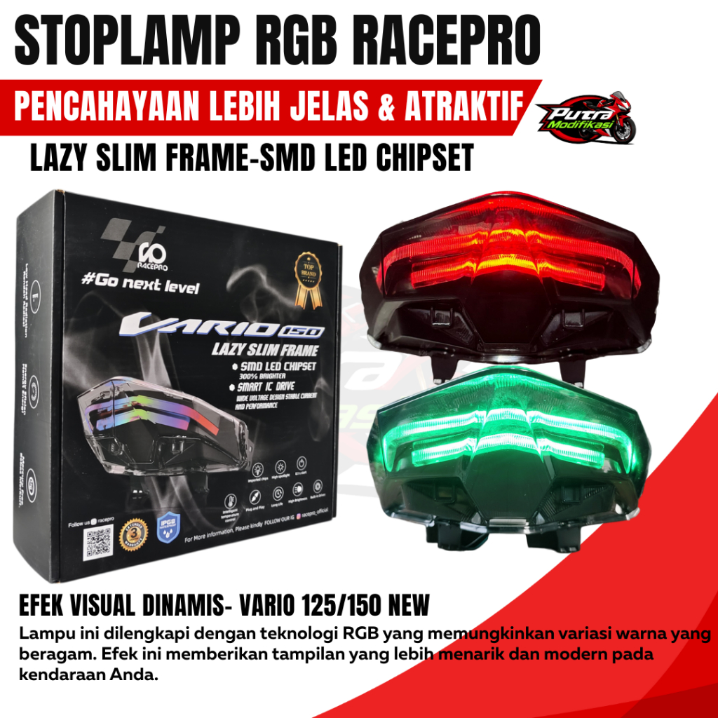 Stoplamp Belakang RGB FULL WARNA Vario 125-150 New 2019 LED 3 in 1 STOPLAMP VARIO LAMPU BELAKANG VAR
